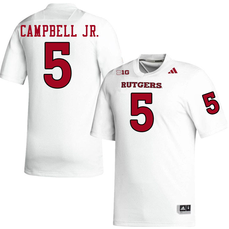Rutgers Scarlet Knights #5 CJ Campbell Jr. College Football Jerseys Stitched-White Rutgers Scarlet Knights #5 CJ Campbell Jr. College Football Jerseys Stitched-White